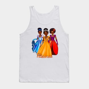 Three princesses  ! beautiful  black girls with Afro hair, brown eyes and dark brown skin. Hair love ! Tank Top